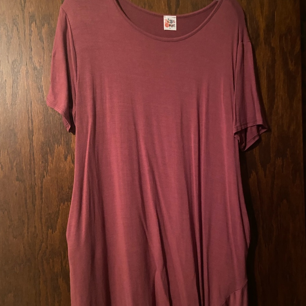 ZigZagStripe Brand Dark Rosy Pink T-shirt dress Size XL